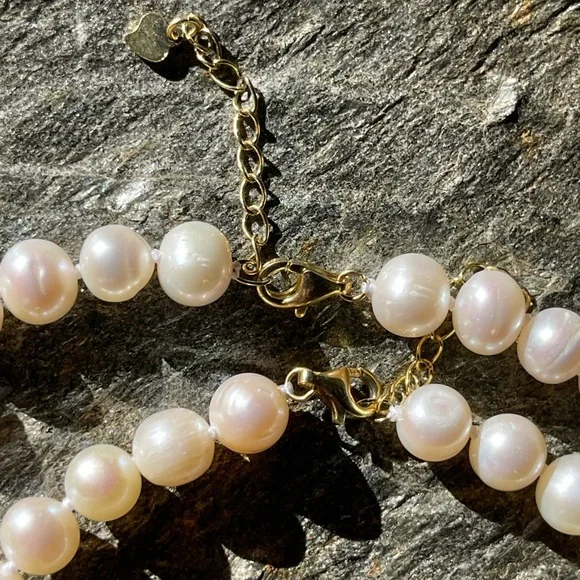 6-7mm Hand Strung Natural Rice Pearl Necklace Earring Set - Picture 8 of 11